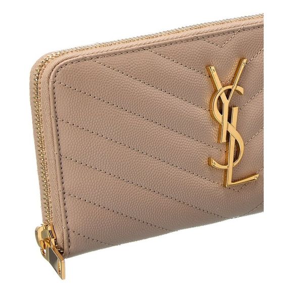 Saint Laurent Monogram Matelasse Leather Zip Around Wallet, Black - Picture 3 of 5